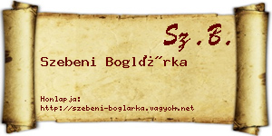 Szebeni Boglárka névjegykártya
